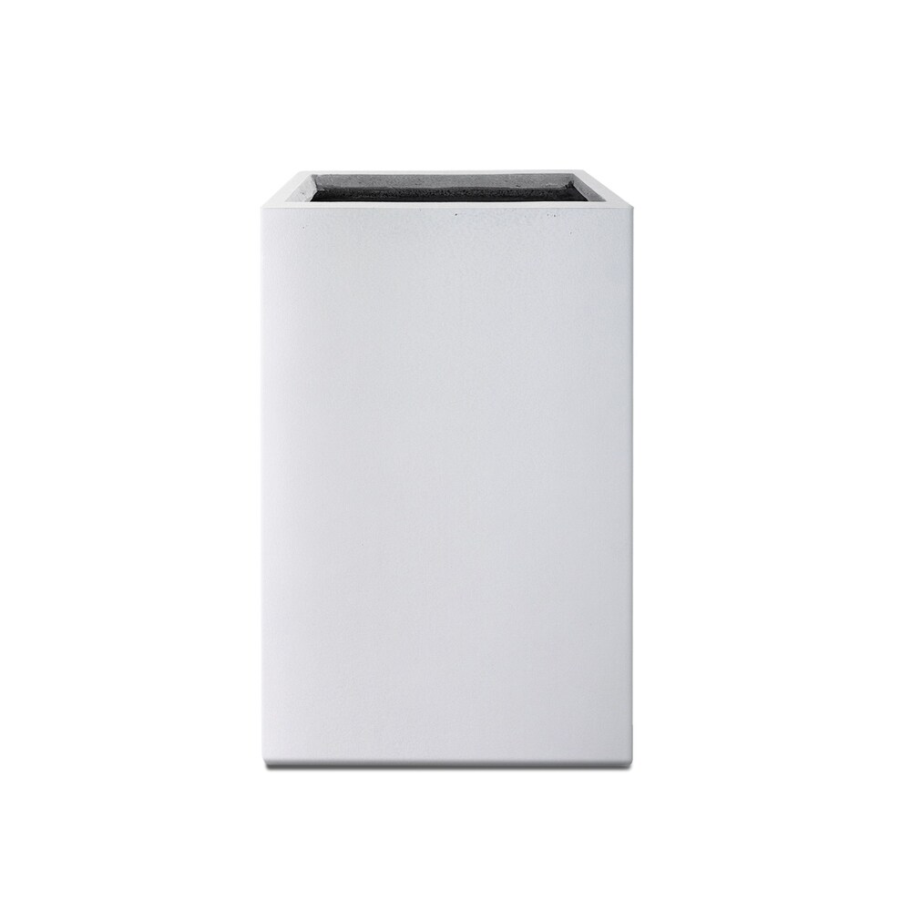 Kante Square Lightweight Concrete and Weather Resistant Fiberglass Indoor Outdoor Tall Planter with Drainage Hole