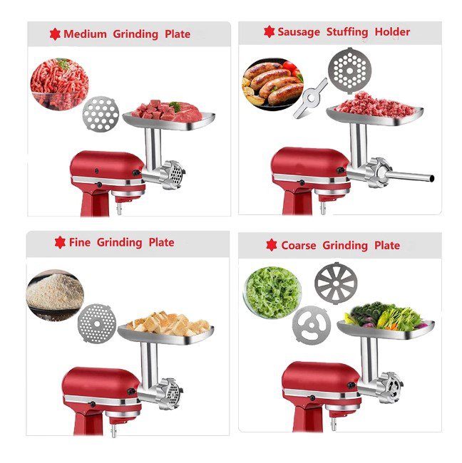 Food Grinder Attachment for KitchenAid Stand Mixer + Sausage Stuffer