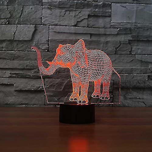 3d Novelty Elephant Night Light Touch Switch 7 Color Change Led Table Desk Lamp Acrylic Flat Abs Bas