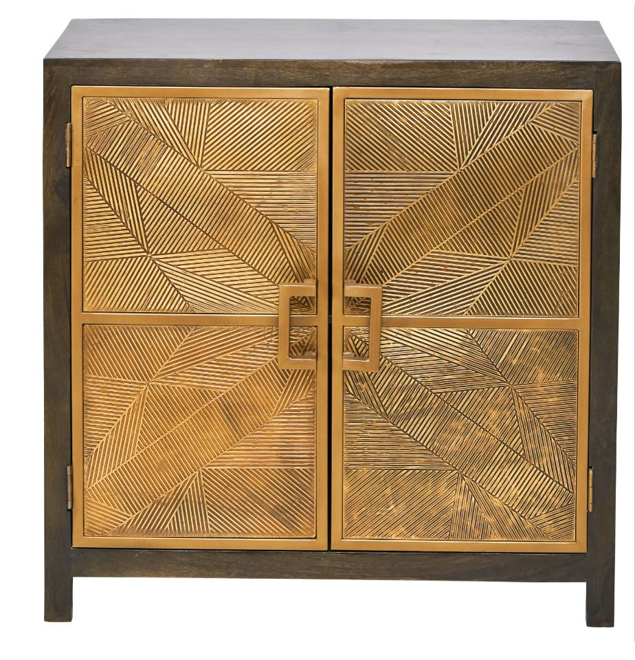 40 quotModern Handmade Geometric Pattern Gold (Brass) Overlay Cabinet   Transitional   Accent Chests And Cabinets   by Sideboards and Things  Houzz