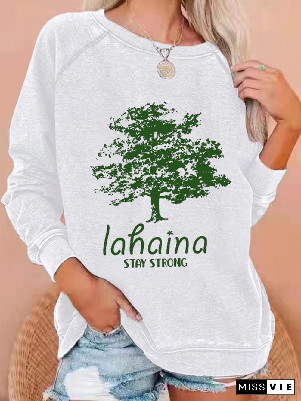 Women's Lahaina Strong Hawaii Tree of Life Aug 8 Print Sweatshirt