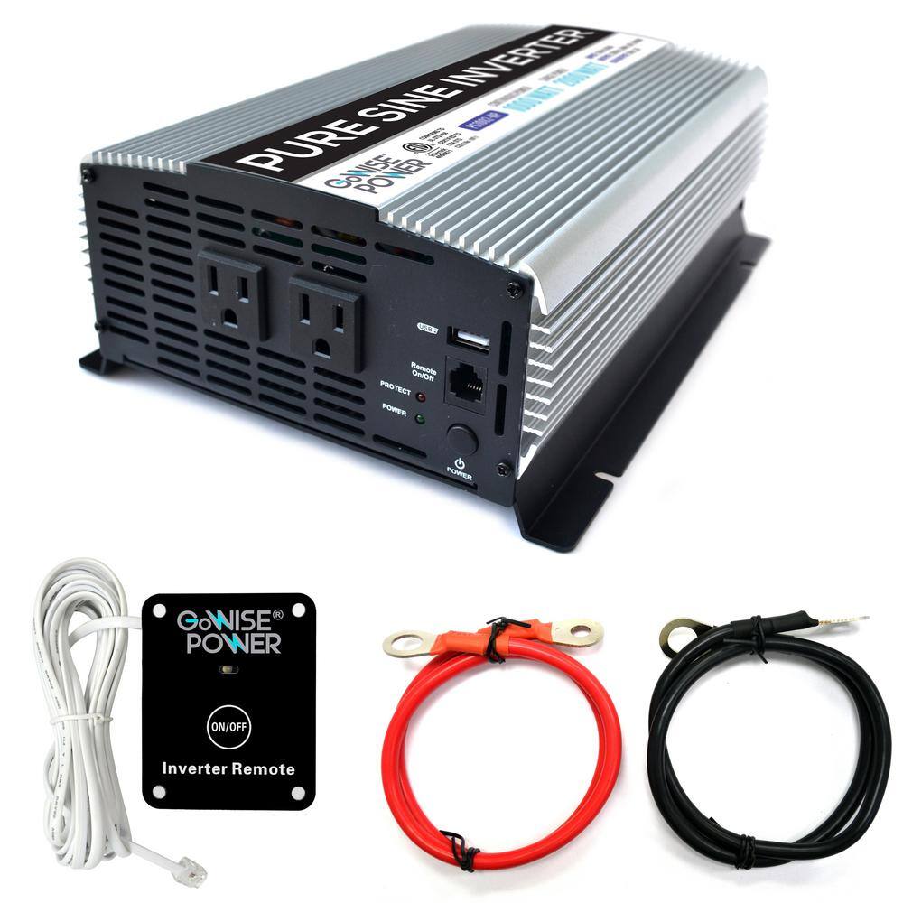 GoWISE USA 1000-Watt Continuous2000-Watt Peak Pure Sine Wave Inverter PS1002