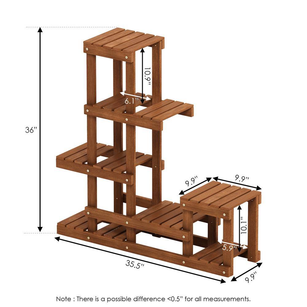 Furinno Tioman Natural Color Hardwood Flower Stand Accent Shelf FG18451