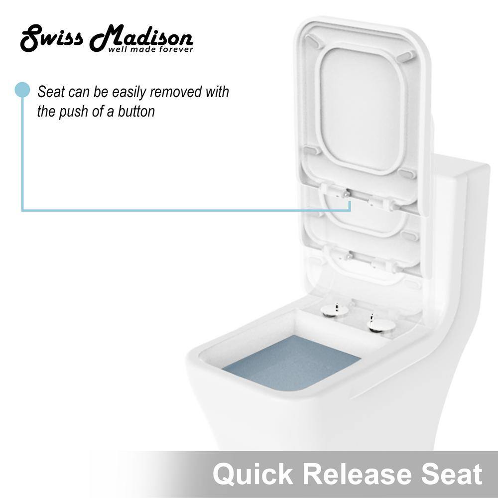 Swiss Madison Concorde 1-Piece 0.81.28 GPF Dual Flush Square Toilet in White SM-1T106