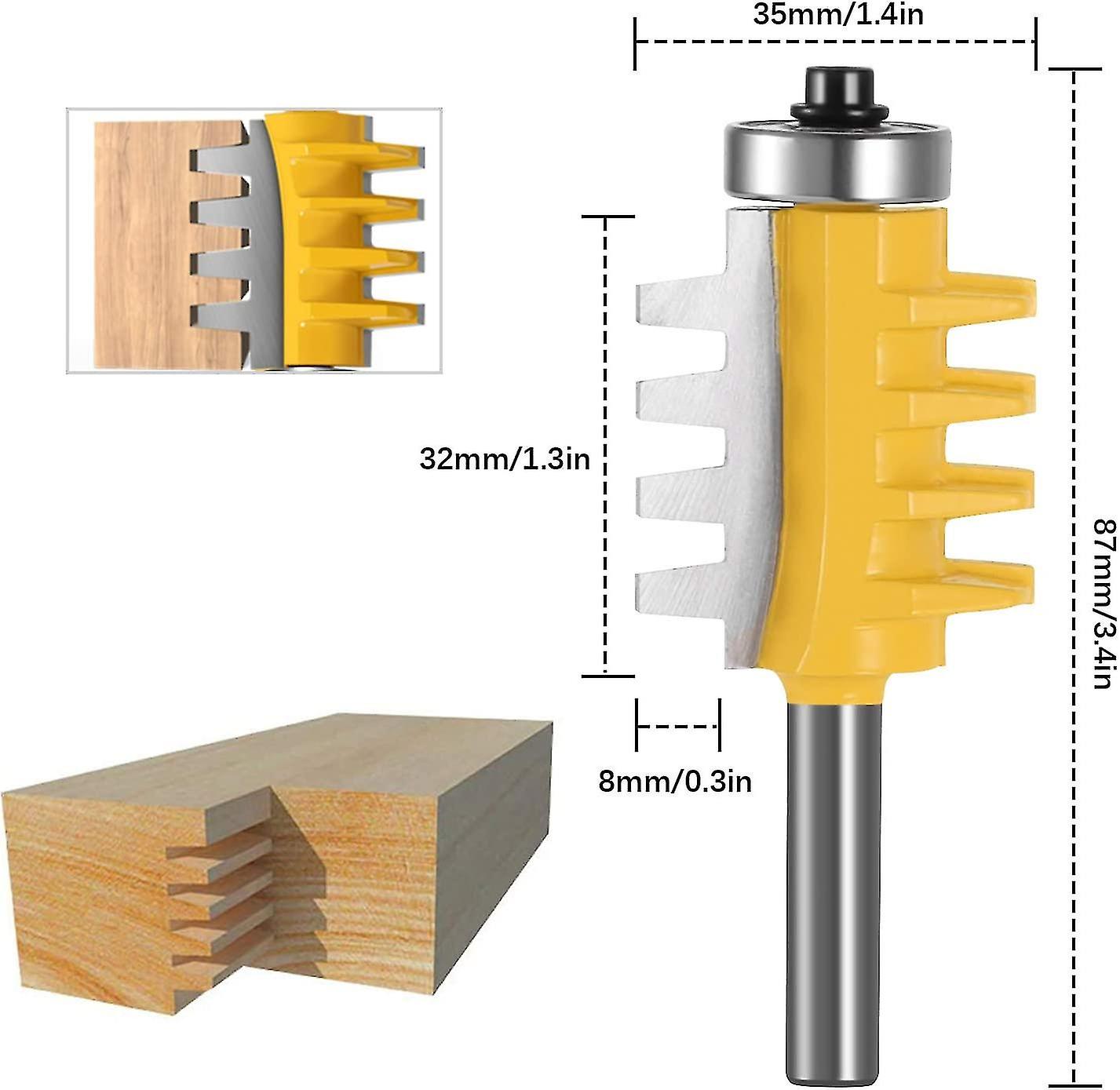 8mm Shank Rail Finger Reversible Joint Router Glue Bit Taper Tenon Cutters