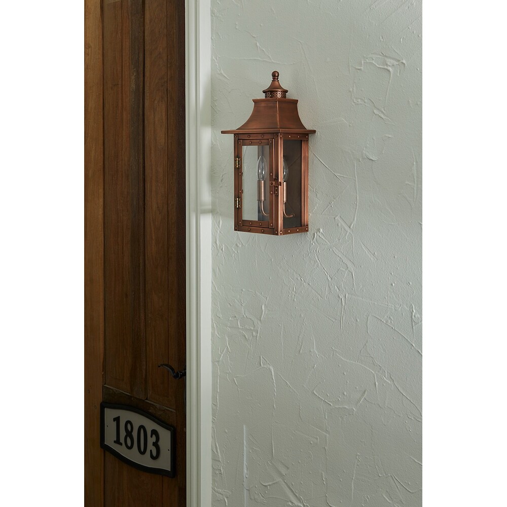 St. Charles 2 light Copper Patina Outdoor Wall Mount