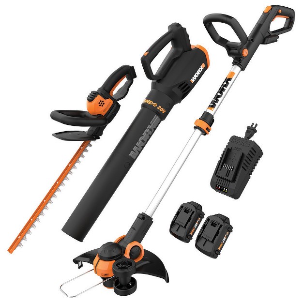 Worx Wg931 Power Share 20v Cordless Grass Trimmer Hedge Trimmer amp Blower Combo batteries And Charger Included