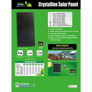 NATURE POWER 215-Watt Monocrystalline Solar Panel with 12-Volt Charge Controller 50216