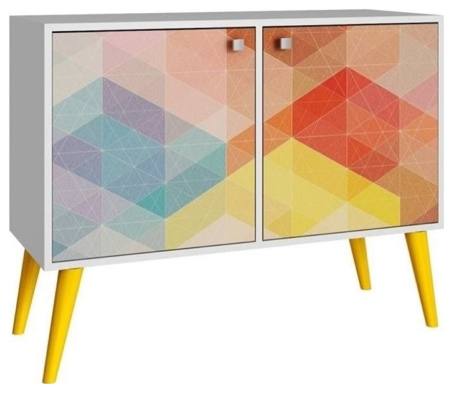 Bowery Hill 27 quot2 Door Mid Century Wood Console Table in Multi Color   Midcentury   Console Tables   by Homesquare  Houzz