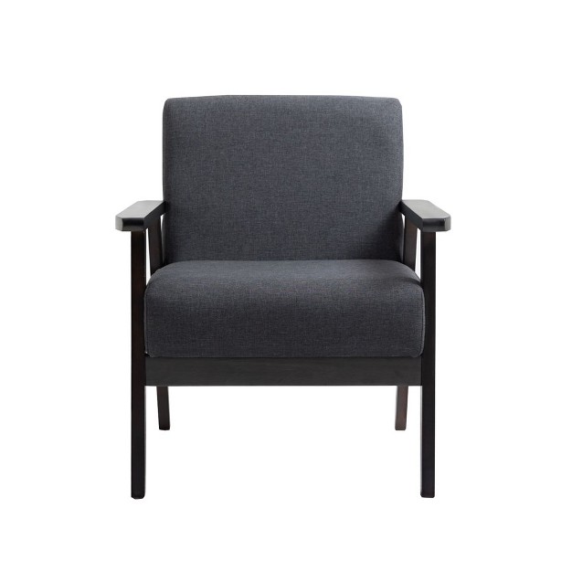 Simple Relax Linen Upholstered Accent Chair In Dark Gray And Espresso