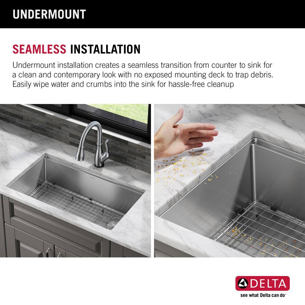 Delta Lorelai 16 Gauge Stainless Steel 32 in. Single Bowl Undermount Workstation Kitchen Sink with Accessories 95B932-32S-SS