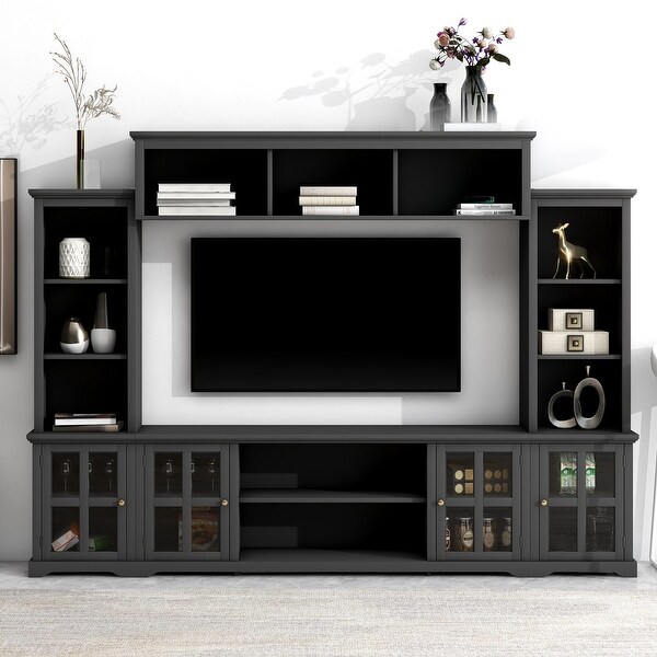 Minimalist Entertainment Wall Unit with Bridge for TV Up to 65 Inches