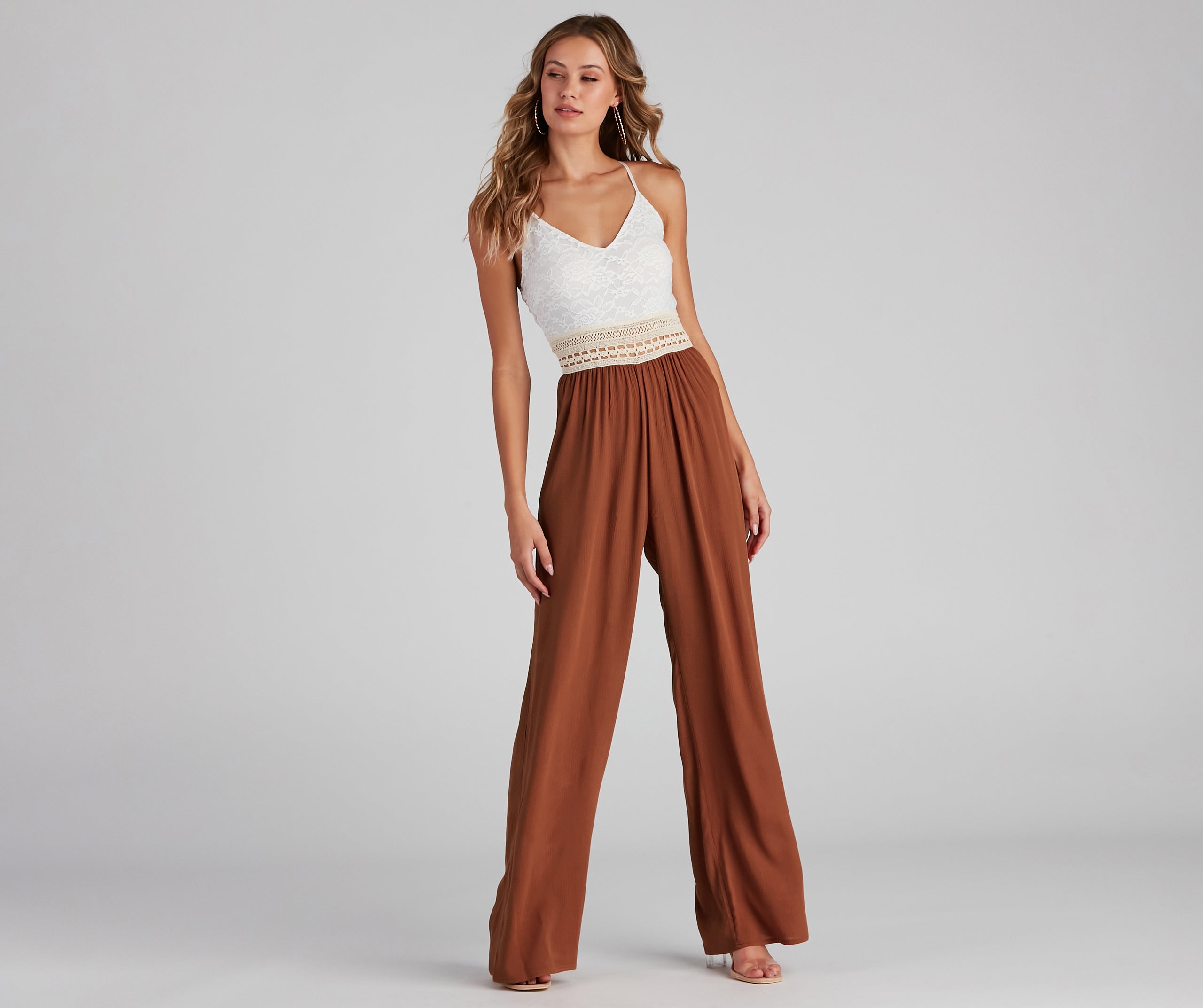 Timeless Beauty Crochet And Gauze Jumpsuit