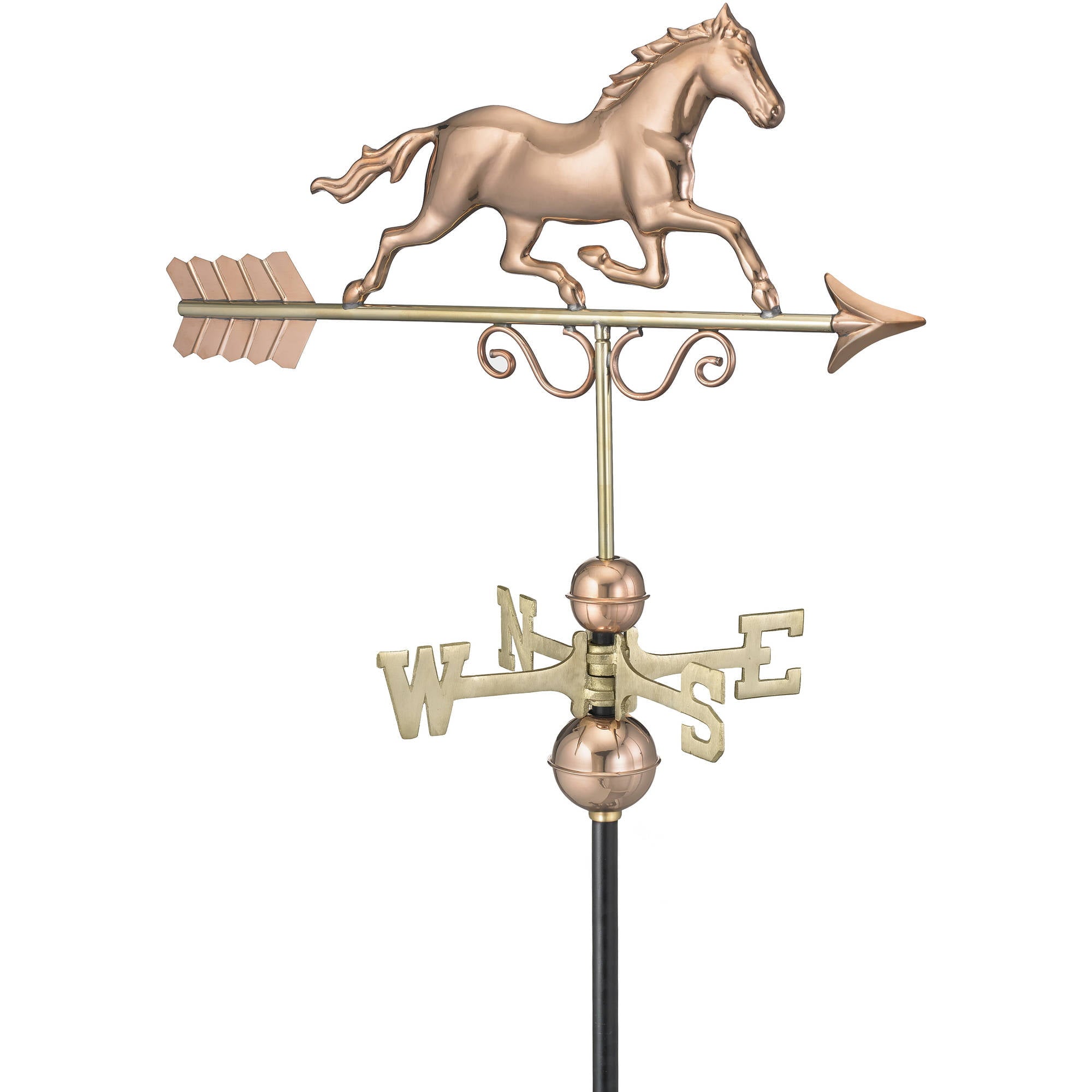 Good Directions Galloping Horse Weathervane， Polished Copper - 24