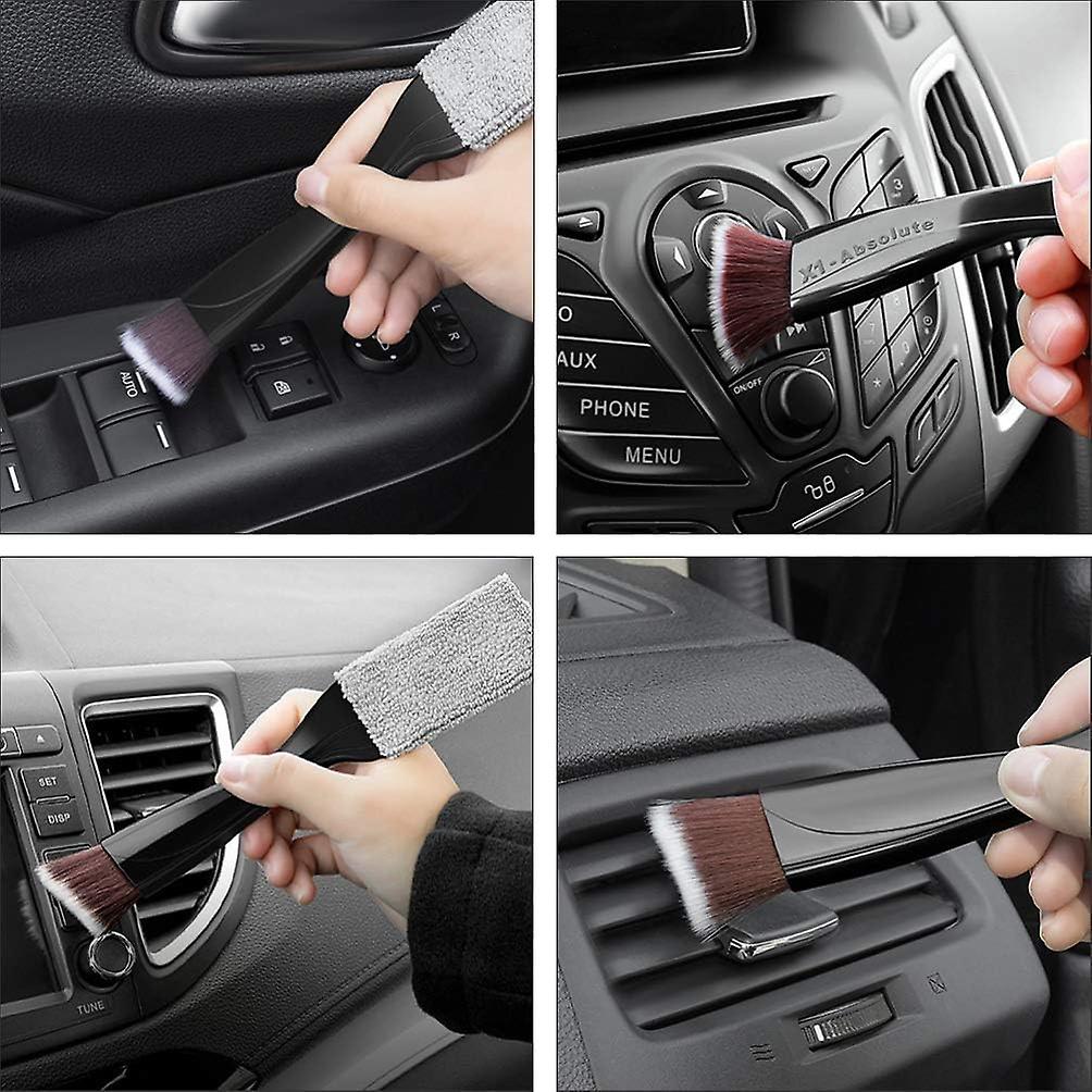 2pcs Car Cleaning Brushes Mini Duster For Car Air Vent Auto Interior Brushes Automotive Air Conditioner Cleaner And Brush Cleaning Cloth Tool