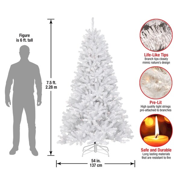 National Tree Company 7.5 ft. North Valley White Spruce Tree with Clear Lights