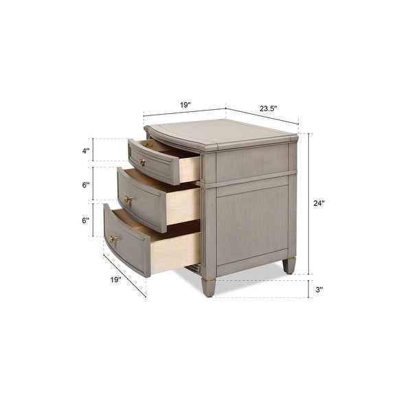 Dauphin Grey Cashmere 3-Drawer Rubber Wood Gold Accent End Table