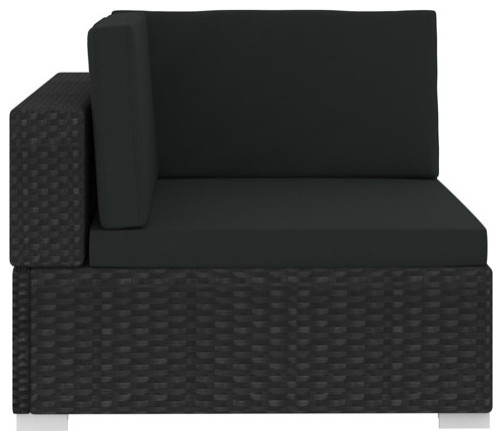 vidaXL 4 Seater Sofa Couch with Cushions Patio Wicker Furniture PE Rattan Black   Tropical   Outdoor Sofas   by vidaXL LLC  Houzz