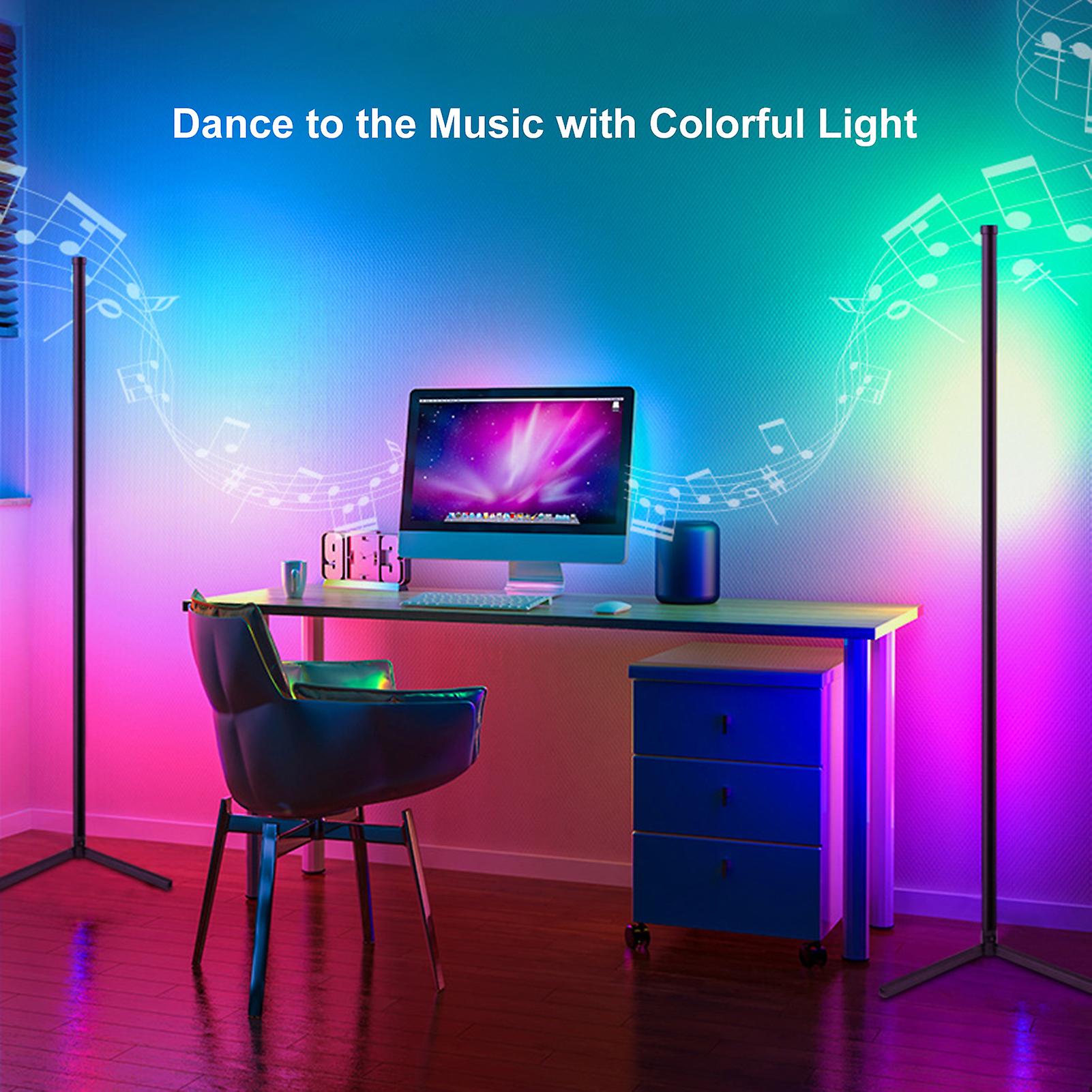 9w 150cm/59inches Bt Connected Leds Rgb Corner Floor Lamp Standing Light Usb Operated With Controlller/ 3 Controlling Modes/ 256 Dynamic Effects/ Timi