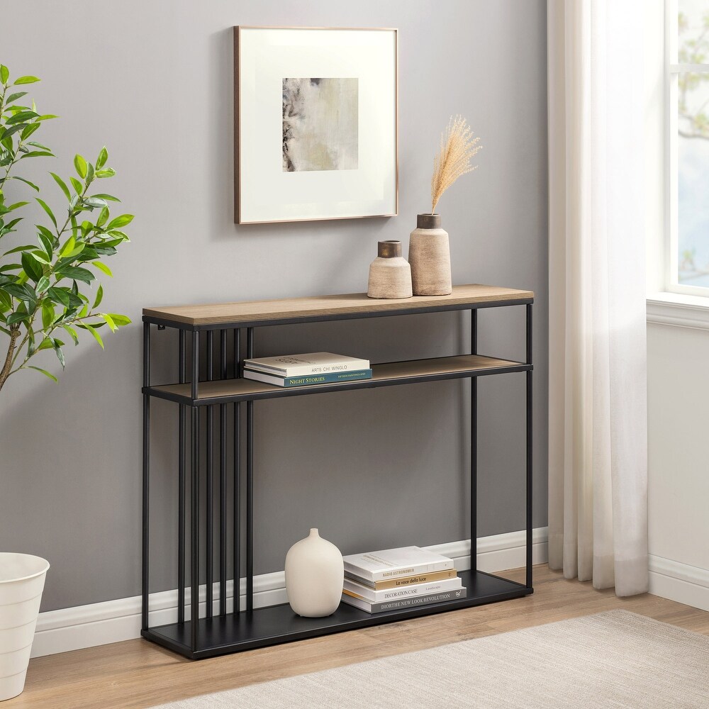 Middlebrook Contemporary Slatted Metal Entry Table