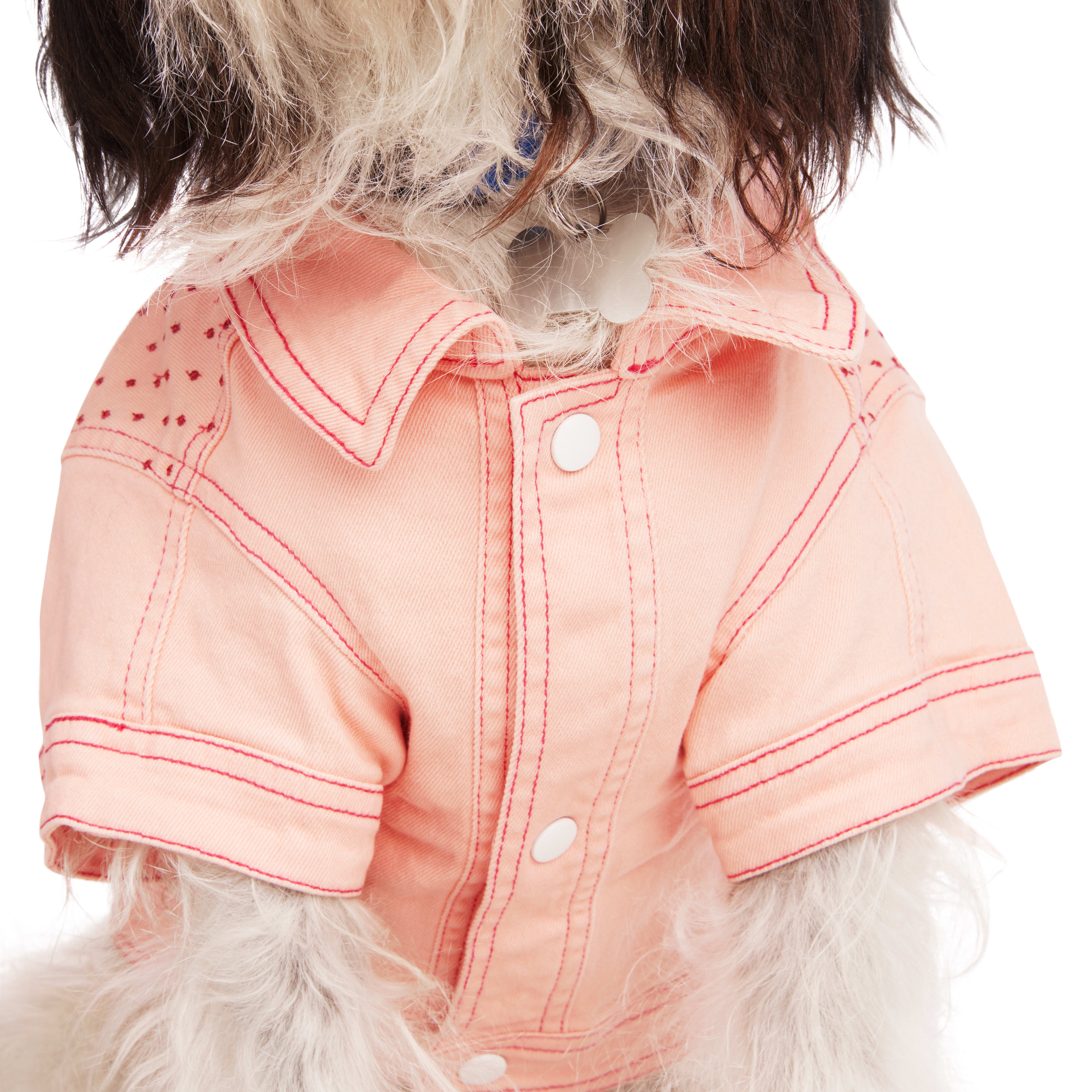 YOULY Pink Denim Jacket for Dogs， XX-Small