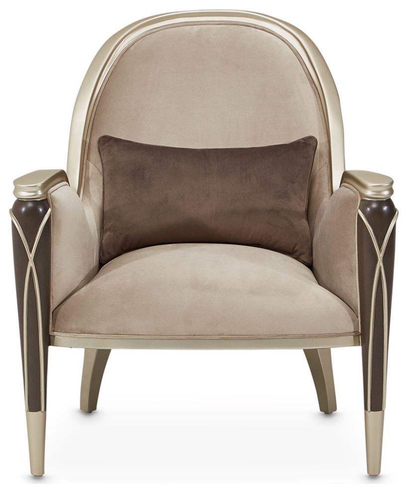 Villa Cherie Velvet Accent Chair   Porcini/Hazelnut   Midcentury   Armchairs And Accent Chairs   by Michael Amini  Houzz