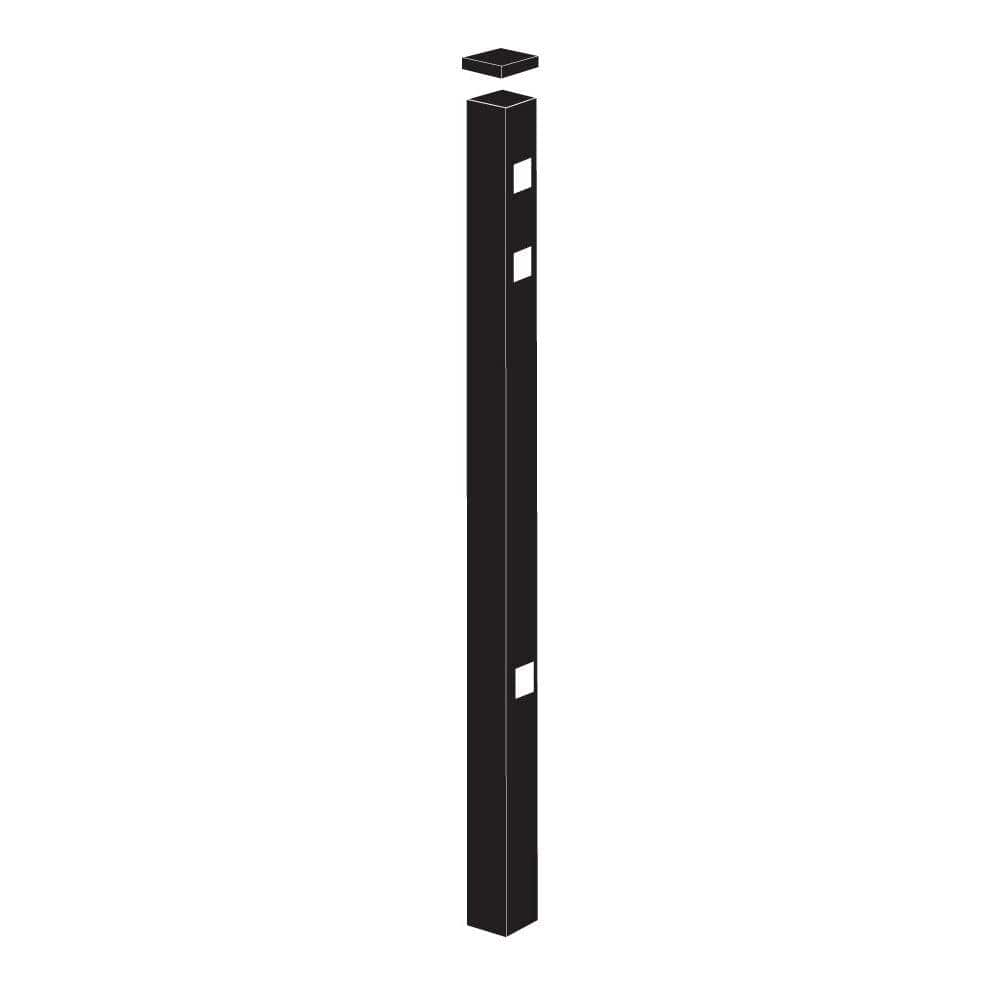 Barrette Outdoor Living Natural Reflections/Brilliance 2 in. x 2 in. x 7-1/3 ft. Black Standard-Duty Aluminum Fence End Post 73002267