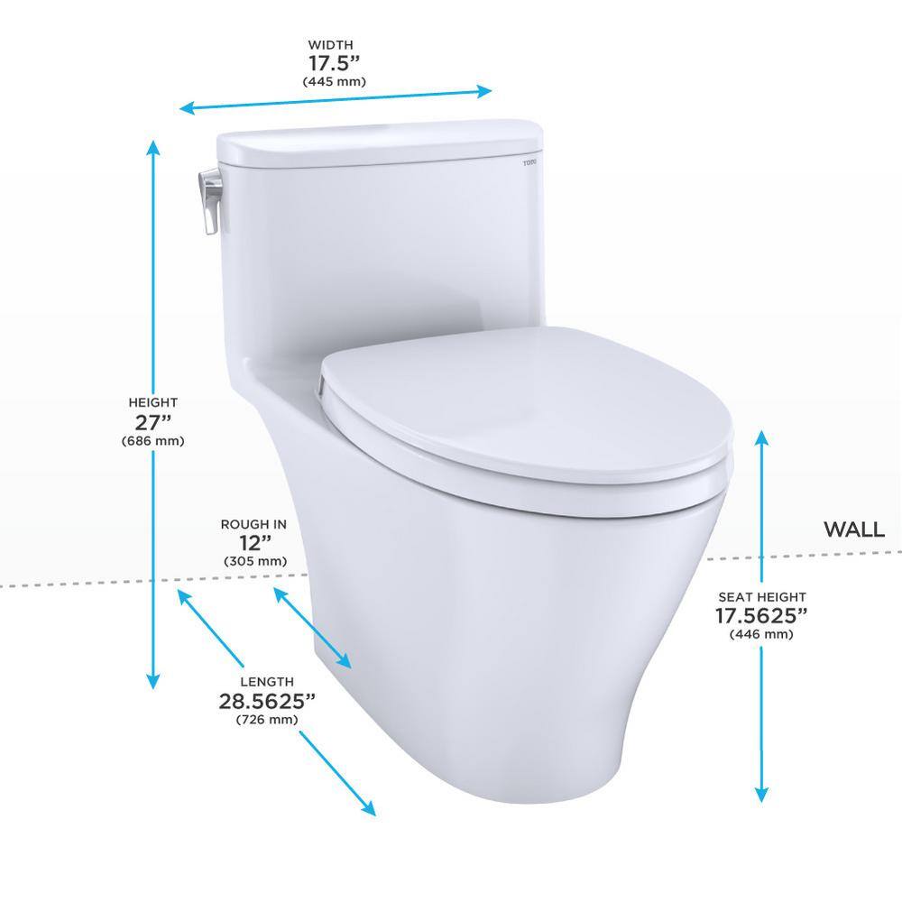 TOTO Nexus 1-Piece 1.28 GPF Single Flush Elongated ADA Comfort Height Toilet with CEFIONTECT in Cotton White MS642124CEFG#01