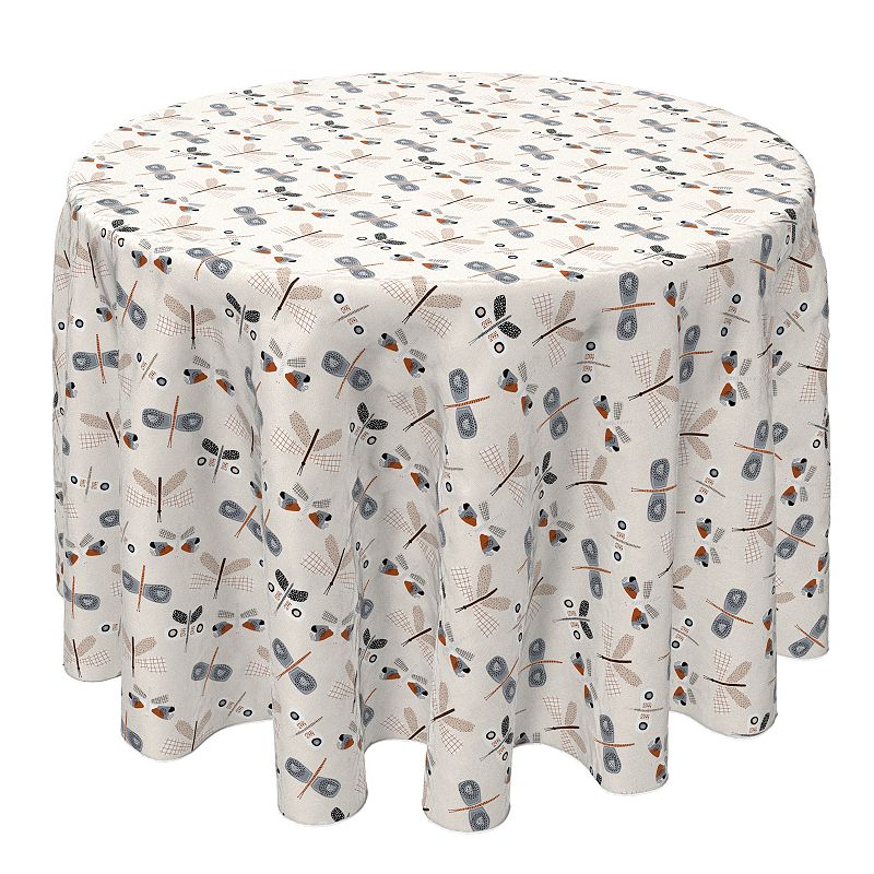 Round Tablecloth， 100% Cotton， 60 Round， Butterfly and Moth Design