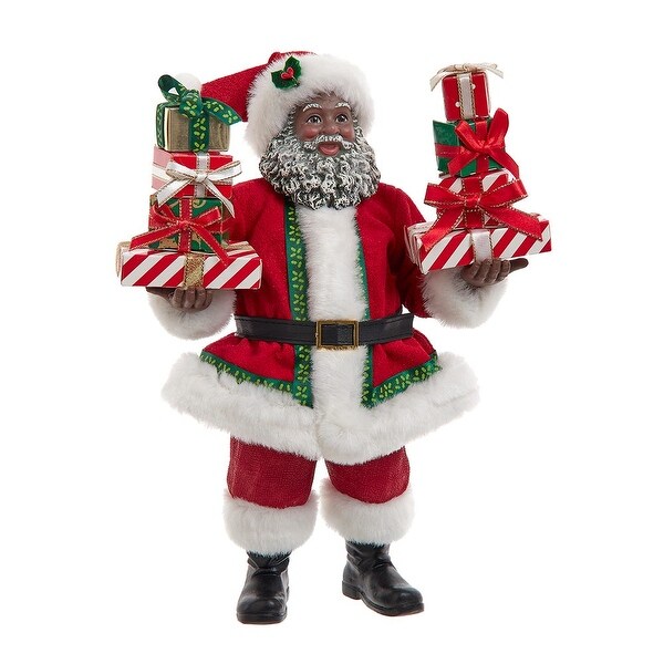 Kurt Adler 10.5Inch Fabriché African American Santa with Gifts