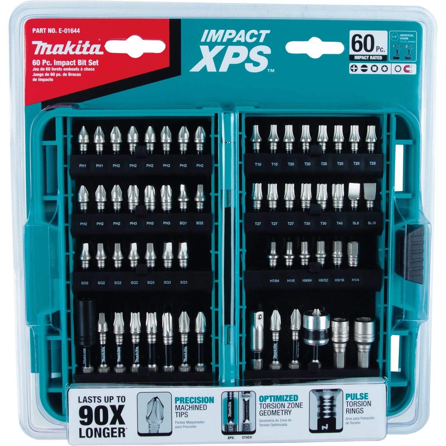 Makita Impact XPS Assorted Impact Driver Bit Set Steel 60 pc