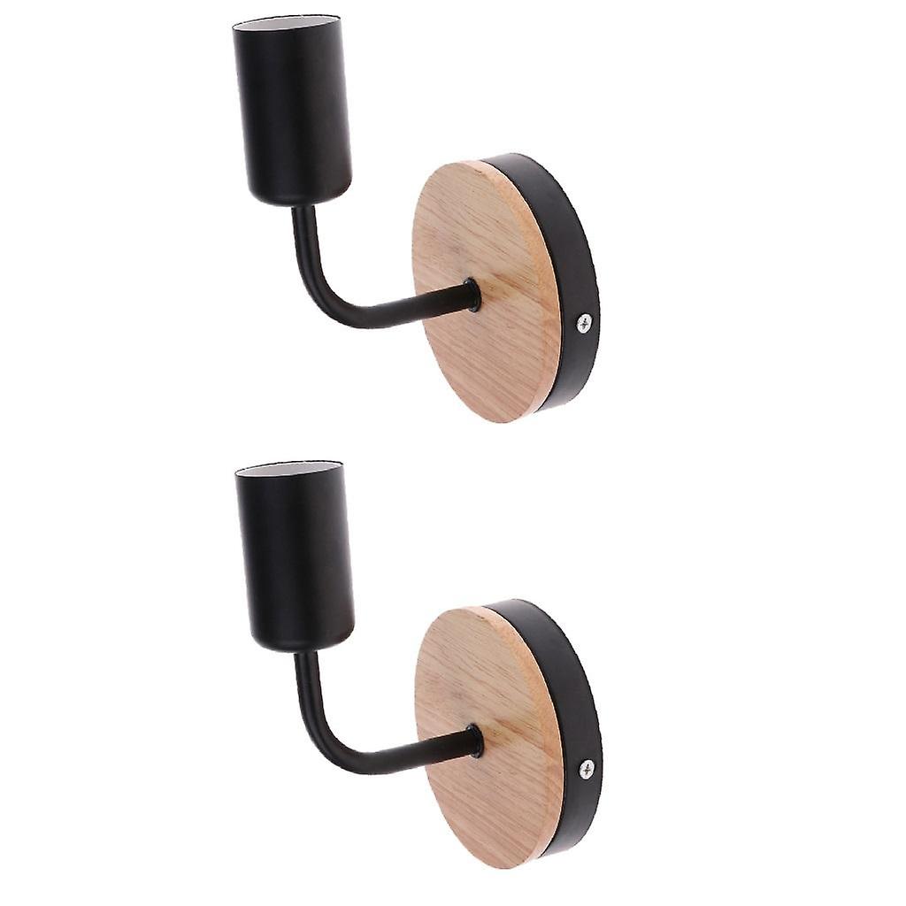 2pc Wall Light Sconce Plug-in E27 Base Modern Contemporary Style Down Lighting Wall Lamp Fixture With Wood Base For Bedroom， Closet