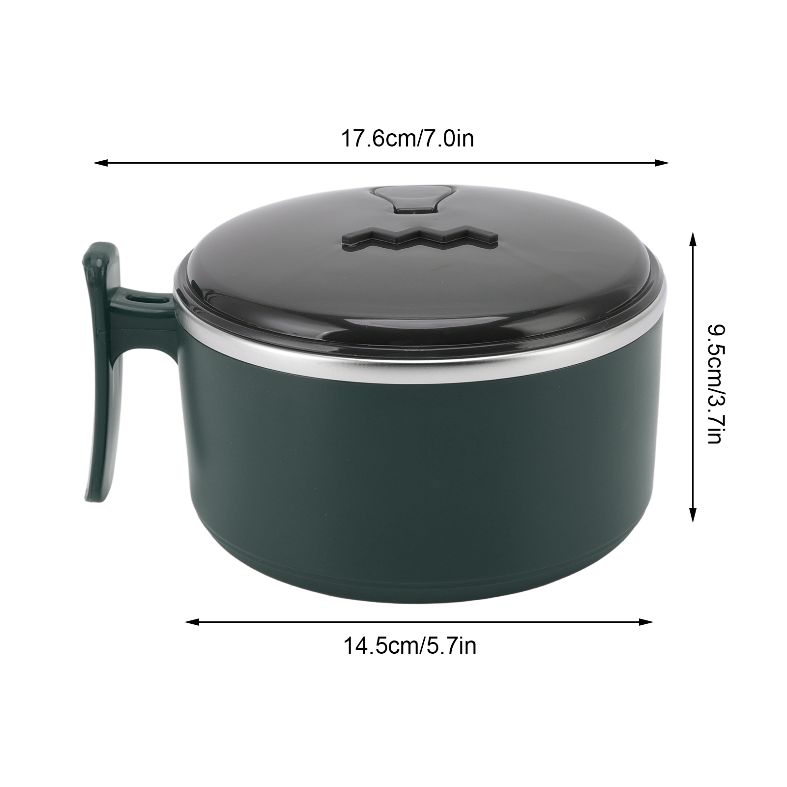 Bigking Stainless Steel Bowl Double Layer Heat Insulated Bowl with Handle and Lid， Green