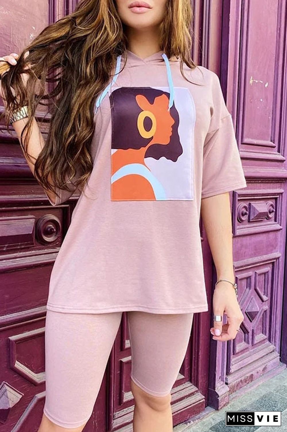 Cartoon Print Hoodie Two Pieces Sets