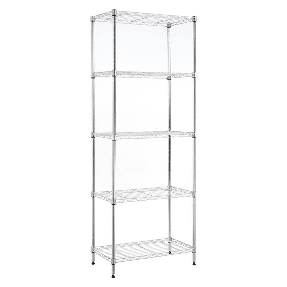 mzg 5 Tier Chrome Utility Wire Shelving Unit 14 in. x 24 in. x 63 in. E3560160OH501LB