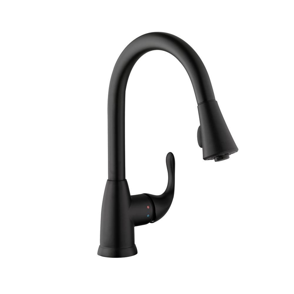 Glacier Bay Market Single-Handle Pull-Down Sprayer Kitchen Faucet in Matte Black HD67551-0310H