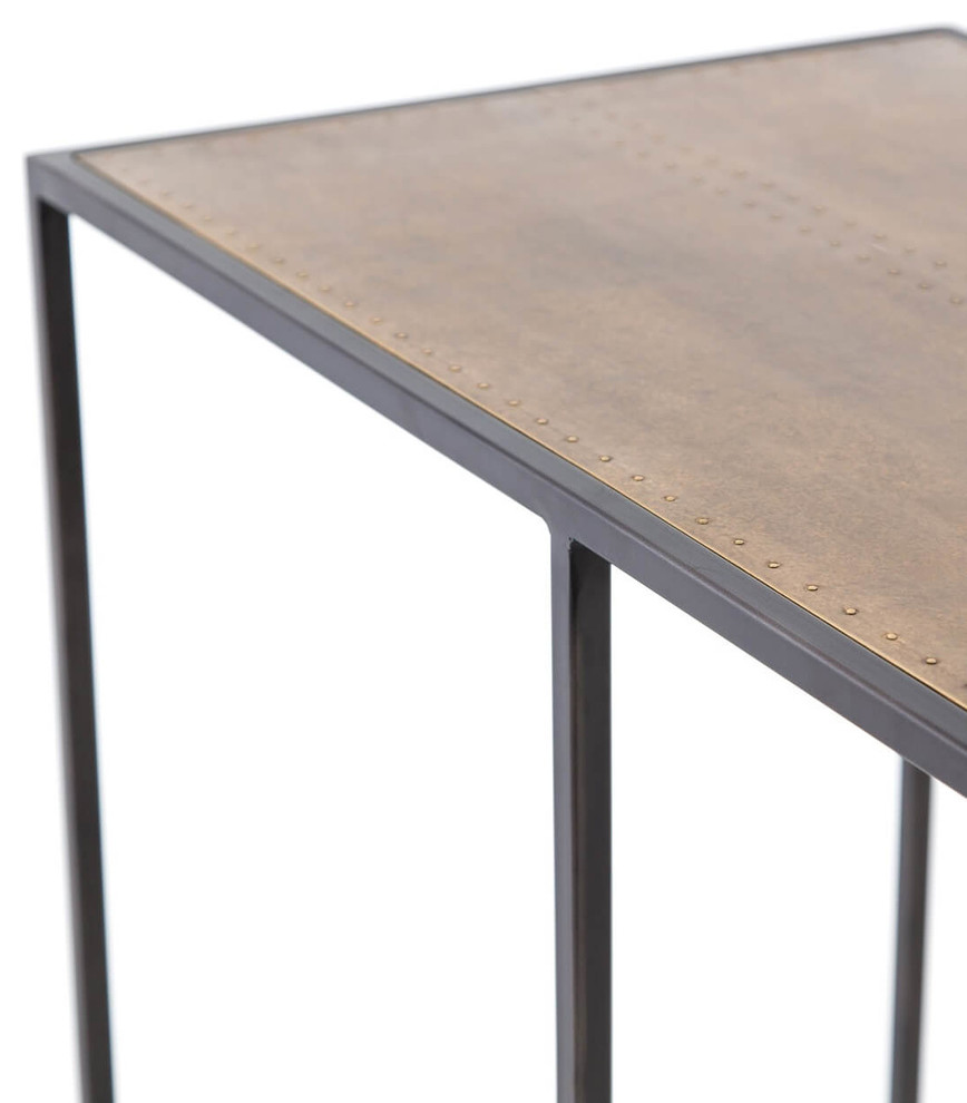 Phillip Antiqued Copper Clad Industrial Console Table 70 quot  Industrial   Console Tables   by Zin Home  Houzz