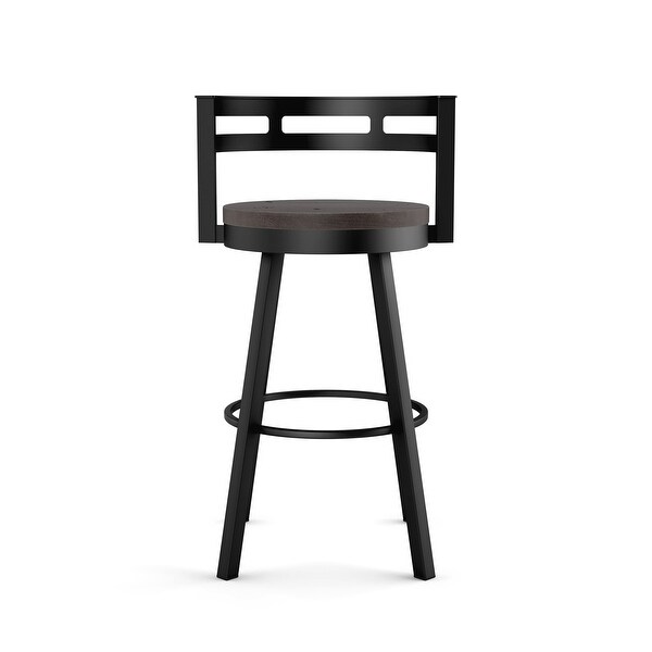 Amisco Vector Swivel Bar Stool with Distressed Wood Seat