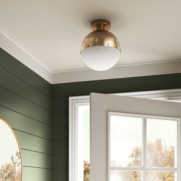 Globe Flush Mount Light Fixture Brass white