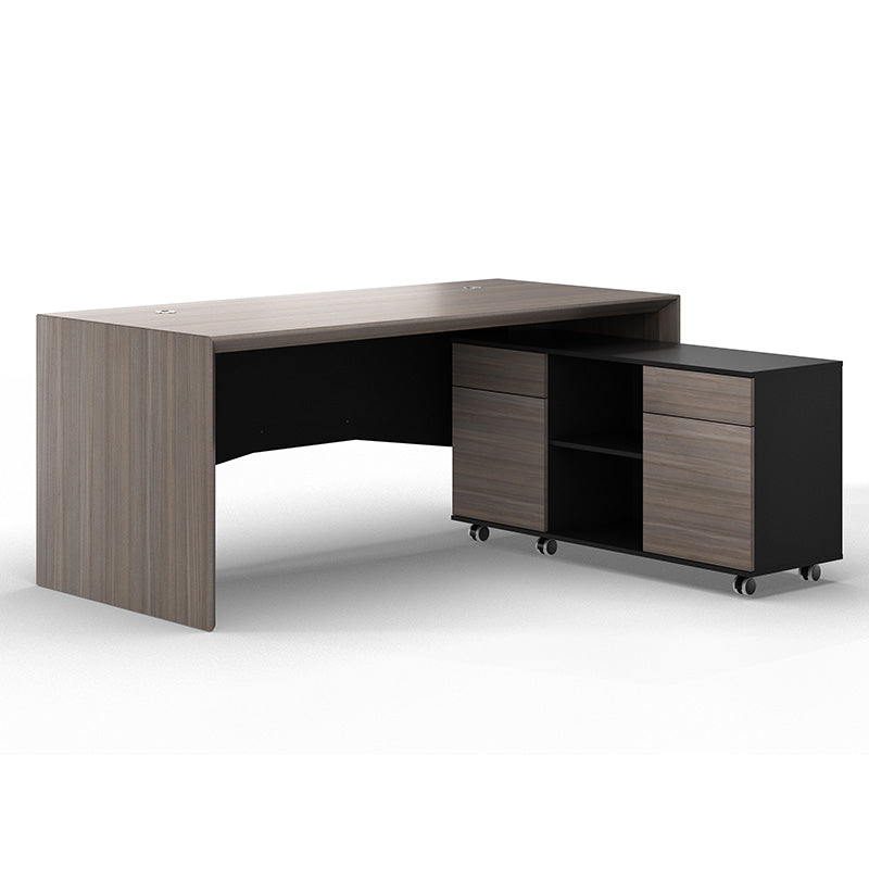 MONTE Executive Desk with Reversible Mobile Return 180cm - Hazelnut & Grey