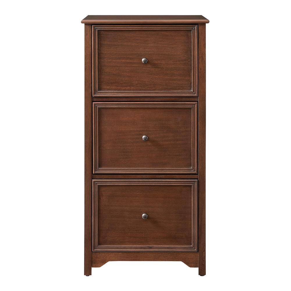 Home Decorators Collection Bradstone 3 Drawer Walnut Brown Wood File Cabinet JS-3414-C