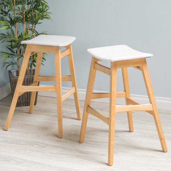 Emmaline Natural Finish Bar Stool (Set of 2) by Christopher Knight Home - N/A