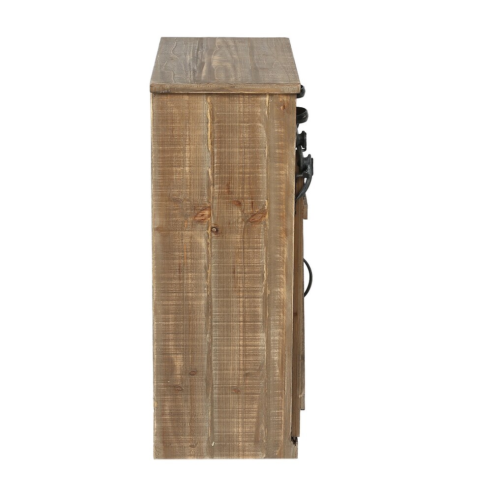 Brown Rustic Sliding Barn Door Storage Cabinet   31.8\