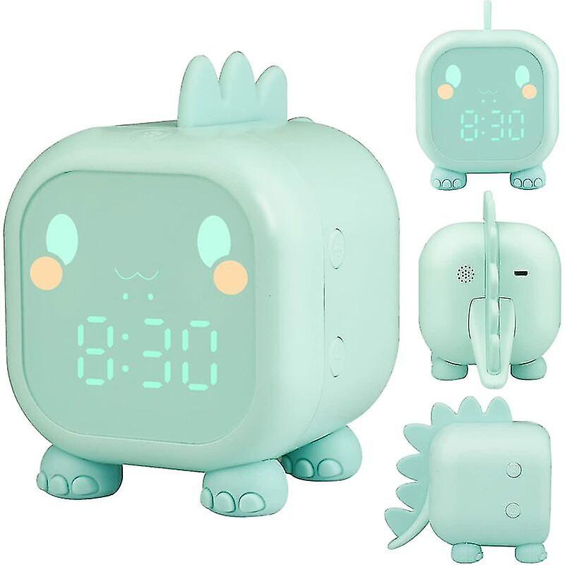 Children's Alarm Clock Girls Boys Dinosaur Light Up Digital Children's Alarm Clock Lamp Night Light Day Night Child Kindergarten Alarm Clock Adjustabl