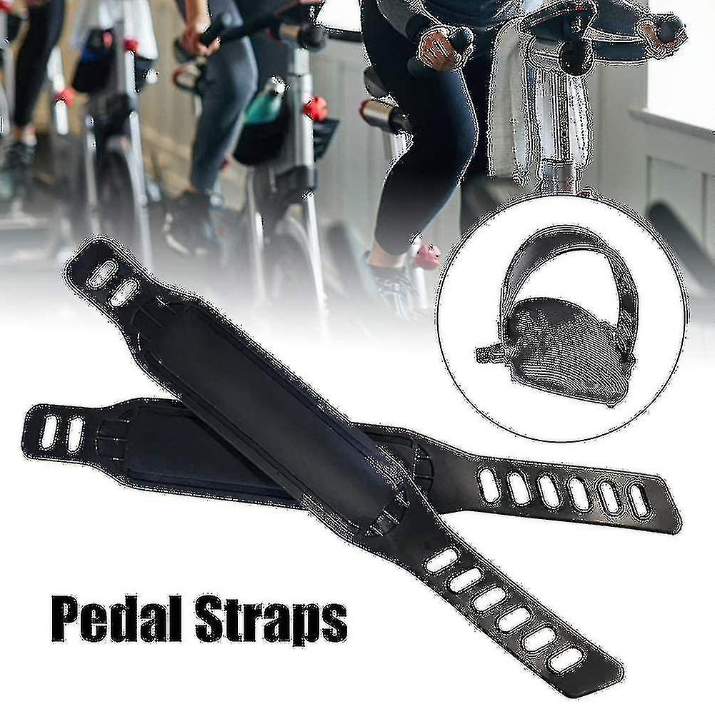 Exercise Bike Pedal Straps， Heavy Duty Adjustable Length Universal Pedal Strap For Spinning Bike Home(1 Pcs， Black)