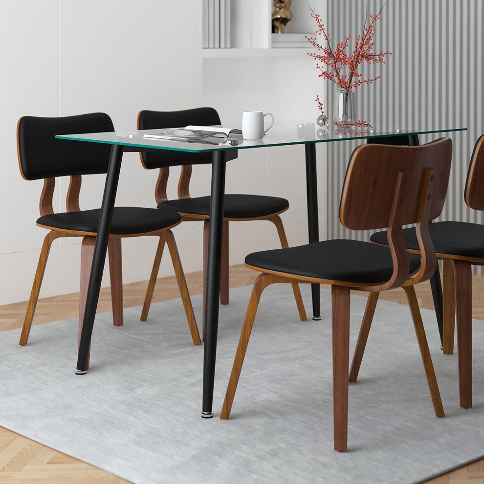 Mid Century Modern Fabric and Wood Side Chair   Midcentury   Dining Chairs   by WHI  Houzz