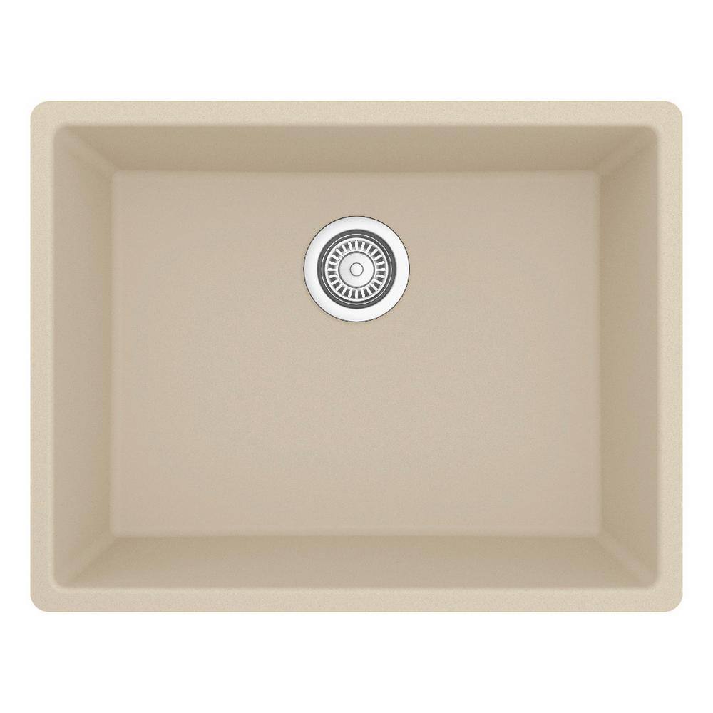 Karran QU- 820 Quartz 24.38 in Single Bowl Undermount Kitchen Sink in Bisque QU-820-BI