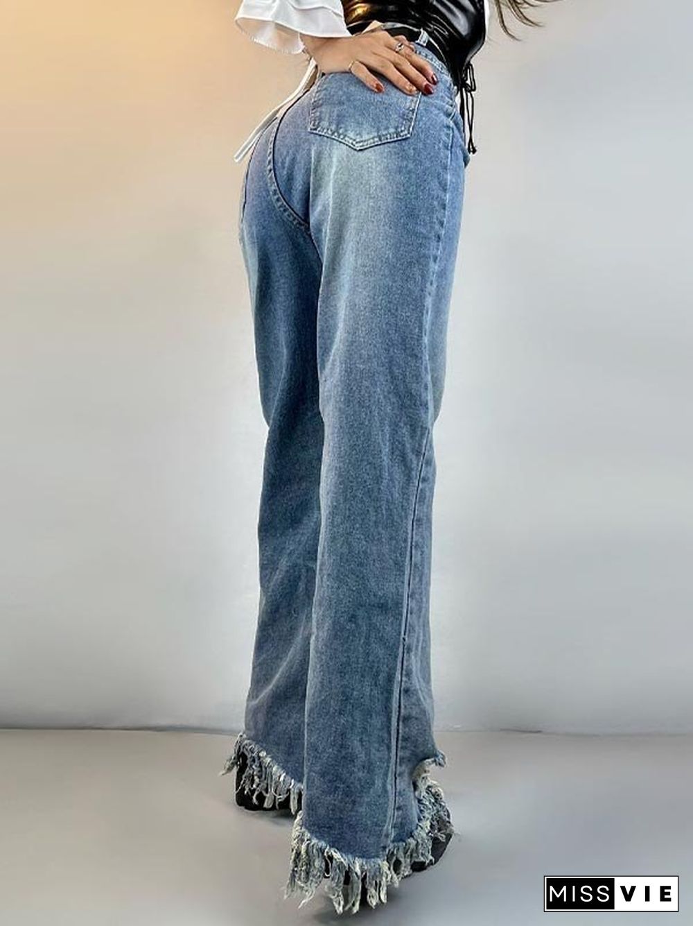 Washed Distressed Boyfriend Jeans