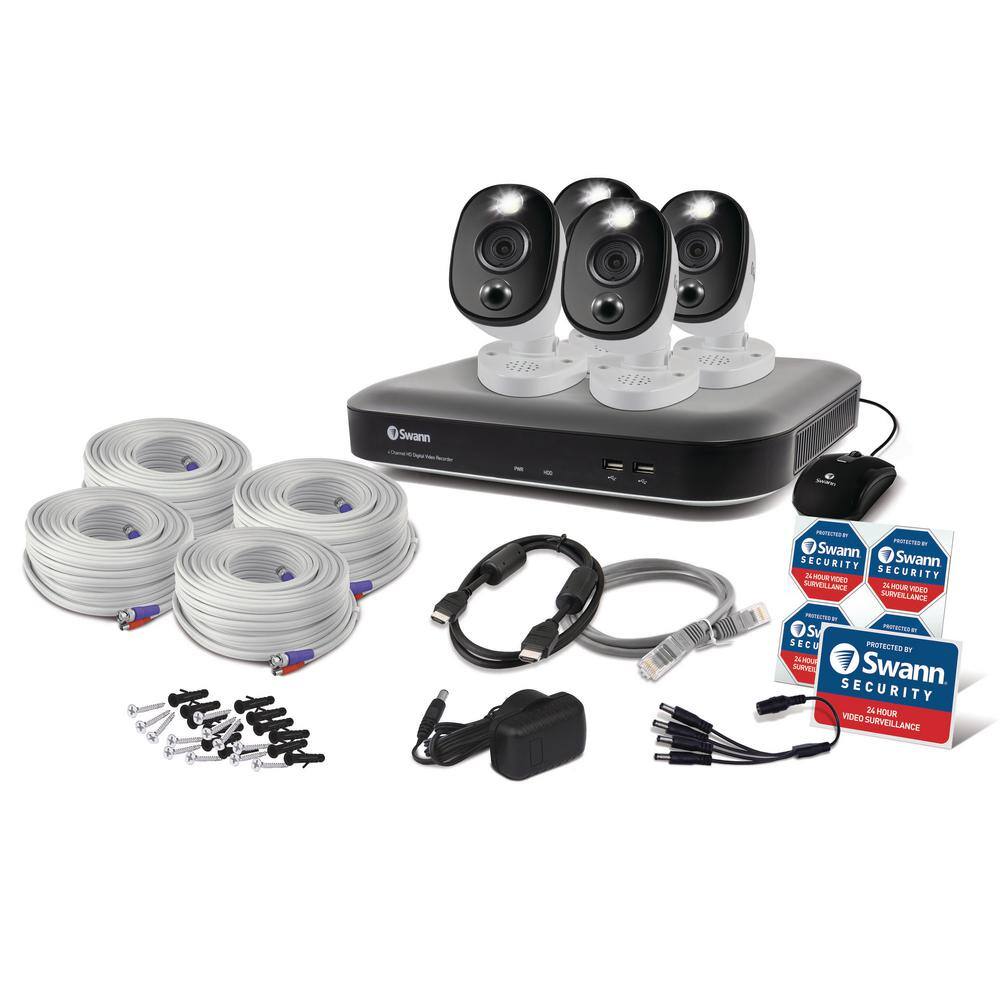 Swann DVR-5580 4-Channel 4K UHD 1TB DVR Security Camera System with Four 4K Wired Bullet Cameras SWDVK-455804WL-US