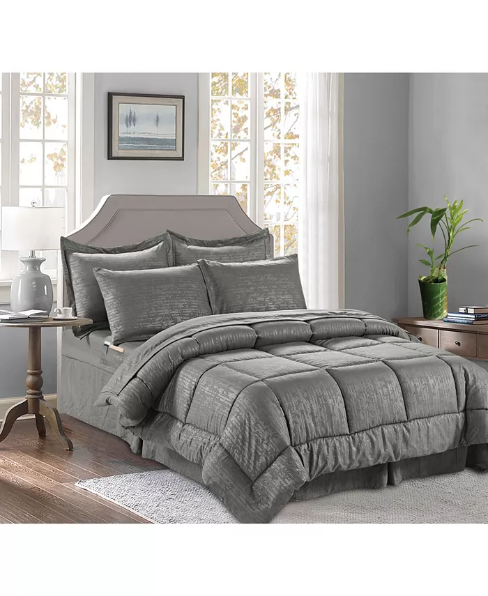 Elegant Comfort Bamboo Pinted 6 Pc. Comforter Set， Full Queen